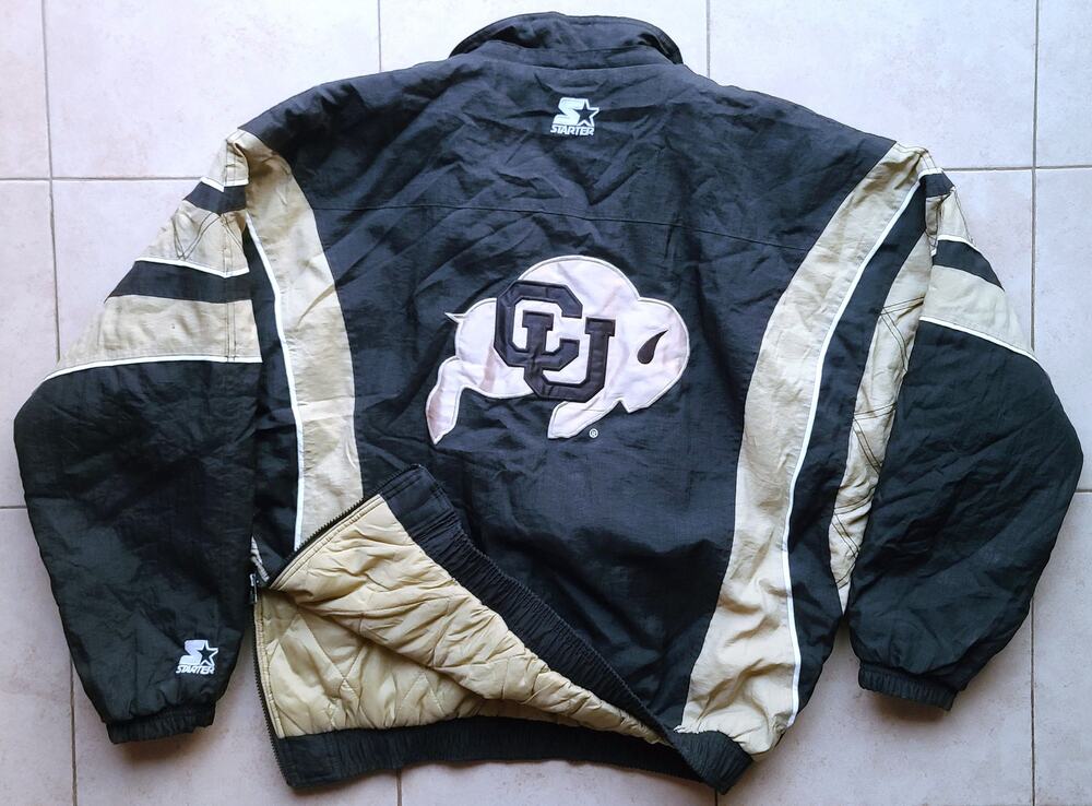 Colorado Buffaloes 90s STARTER puffer Pullover jacket XL black gold Buffs vtg